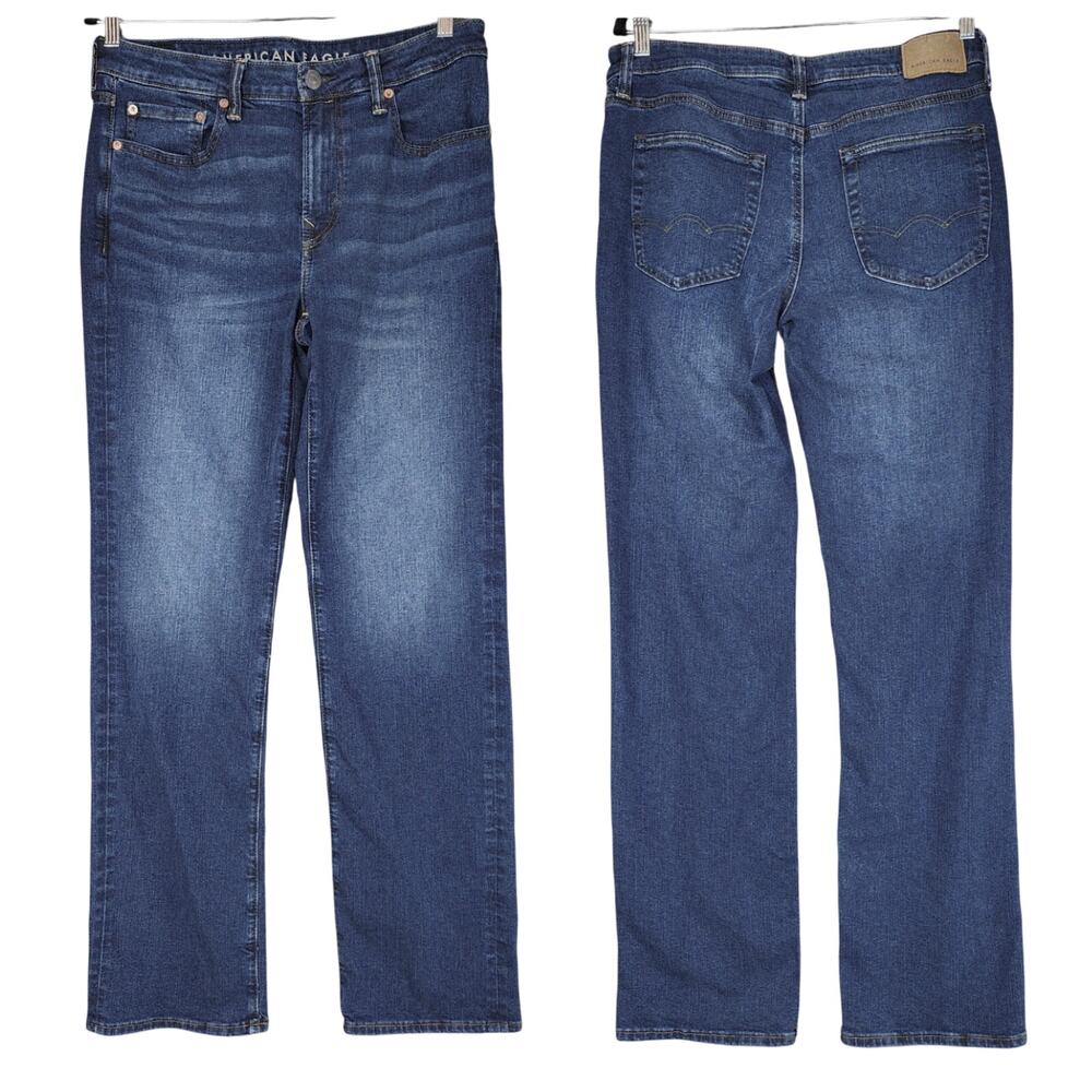 American Eagle 32x34/32x33 Mens Airflex+ Original Bootcut Blue Fade Stretch 6513